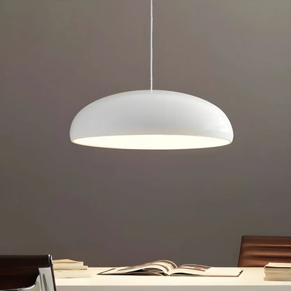 LED Overhead Fixture with Switchable Light Modes for Kitchen Islands, Dining Rooms & Open Living Spaces – Glossy Metal Round Ceiling Lamp in