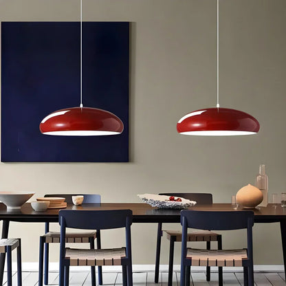 LED Overhead Fixture with Switchable Light Modes for Kitchen Islands, Dining Rooms & Open Living Spaces – Glossy Metal Round Ceiling Lamp in
