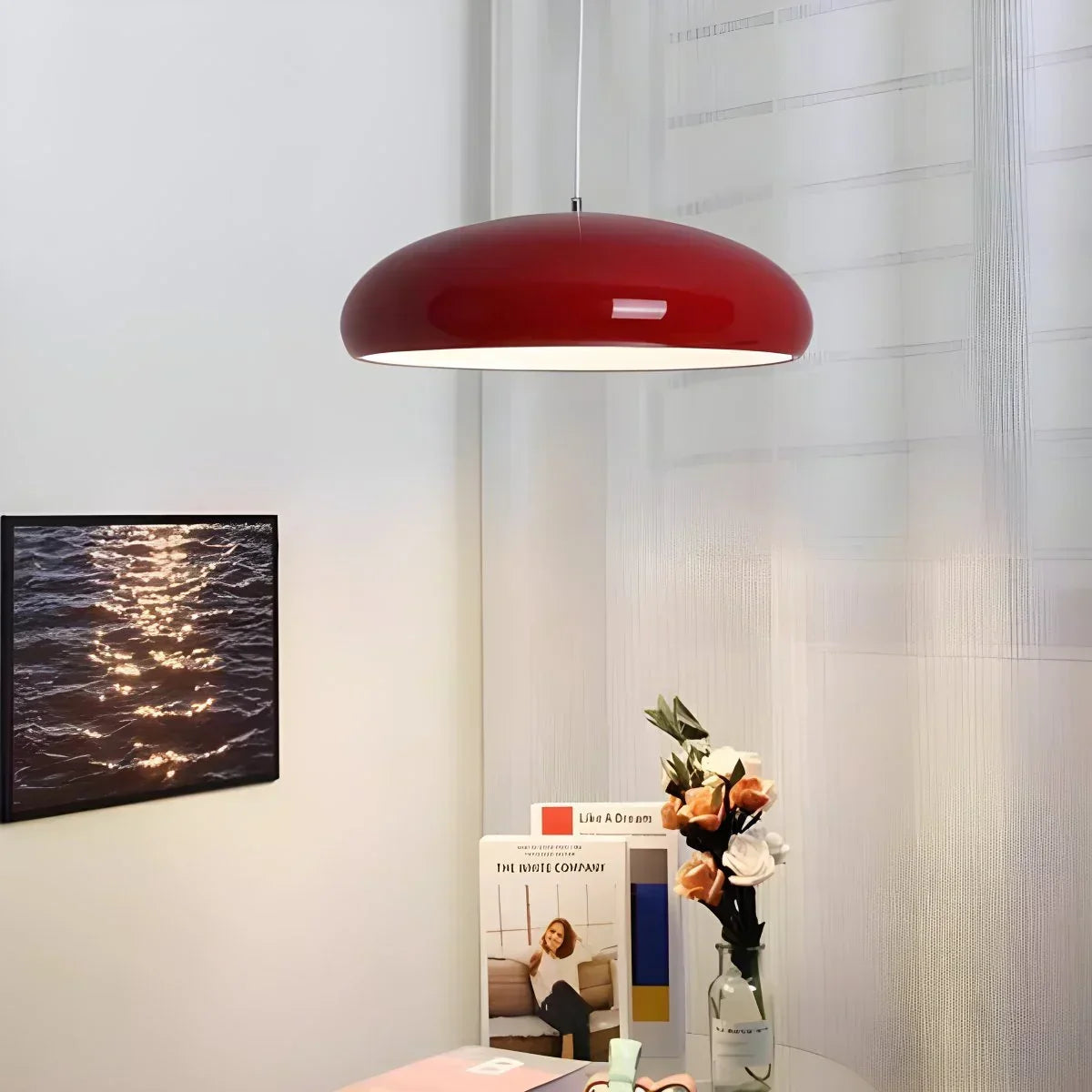 LED Overhead Fixture with Switchable Light Modes for Kitchen Islands, Dining Rooms & Open Living Spaces – Glossy Metal Round Ceiling Lamp in