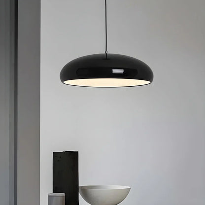 LED Overhead Fixture with Switchable Light Modes for Kitchen Islands, Dining Rooms & Open Living Spaces – Glossy Metal Round Ceiling Lamp in