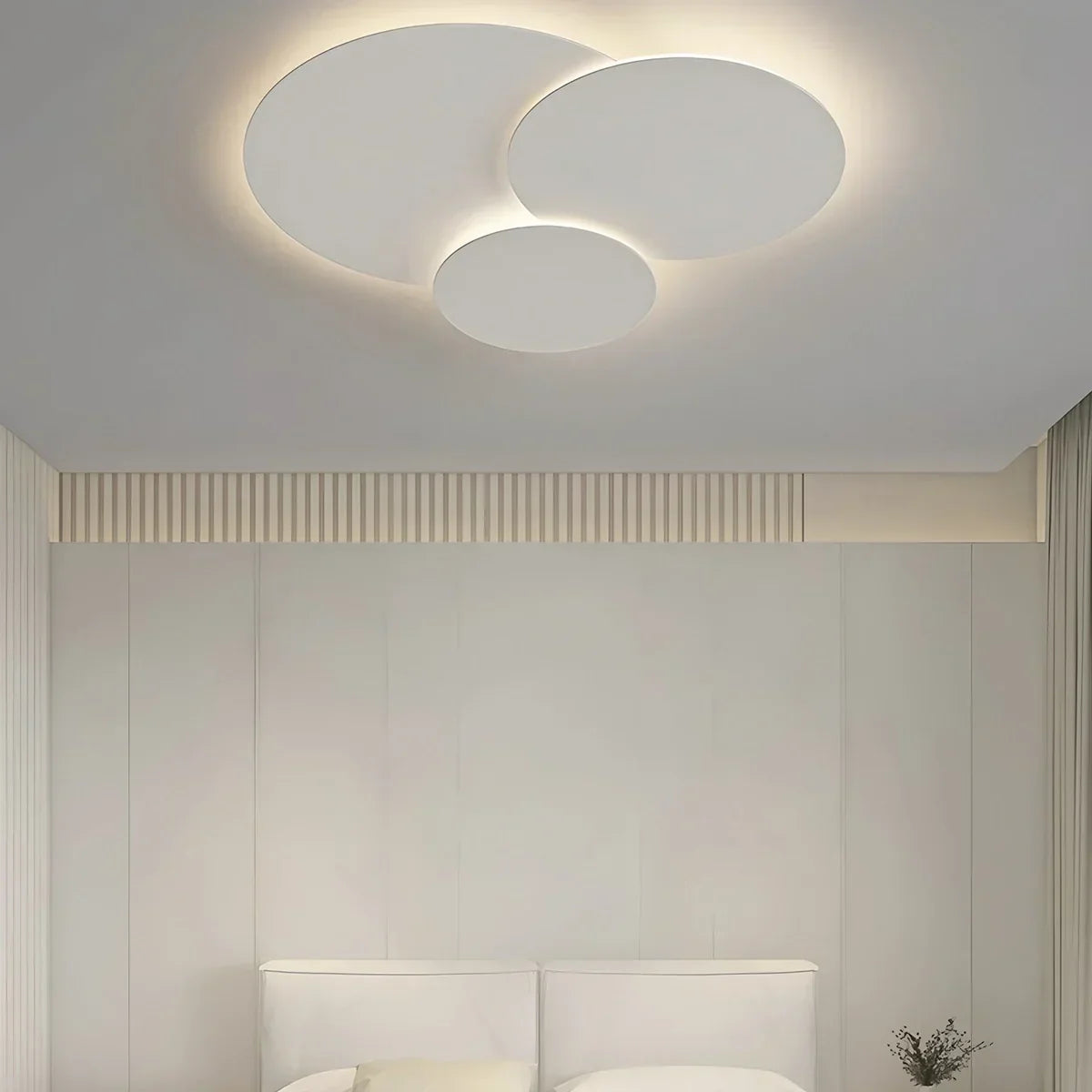 Layered Disc LED Flush Mount Ceiling Light with Remote – Adjustable Color Temperature & Dimming for Bedroom, Bath, Living Room – White Conte