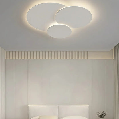 Layered Disc LED Flush Mount Ceiling Light with Remote – Adjustable Color Temperature & Dimming for Bedroom, Bath, Living Room – White Conte