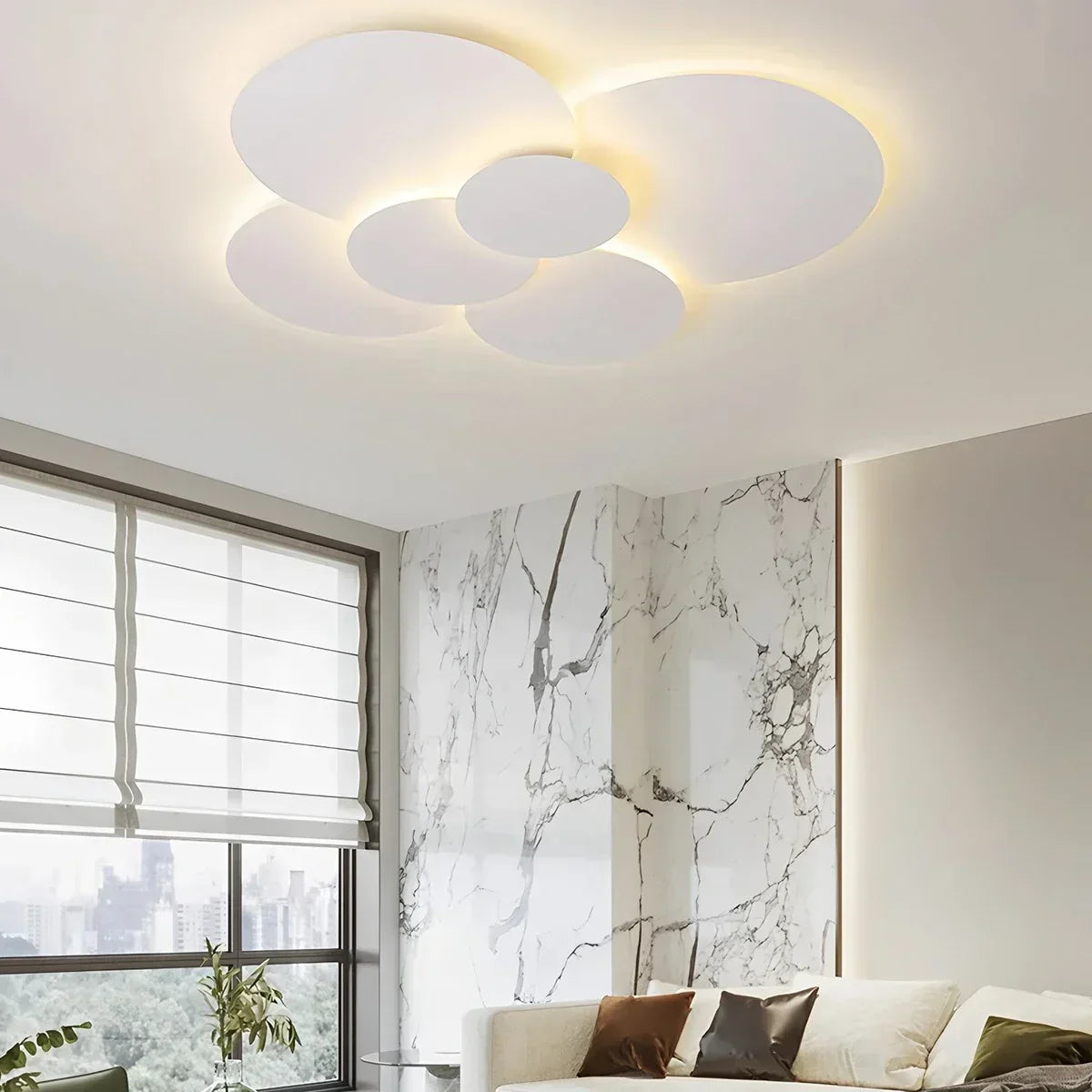 Layered Disc LED Flush Mount Ceiling Light with Remote – Adjustable Color Temperature & Dimming for Bedroom, Bath, Living Room – White Conte