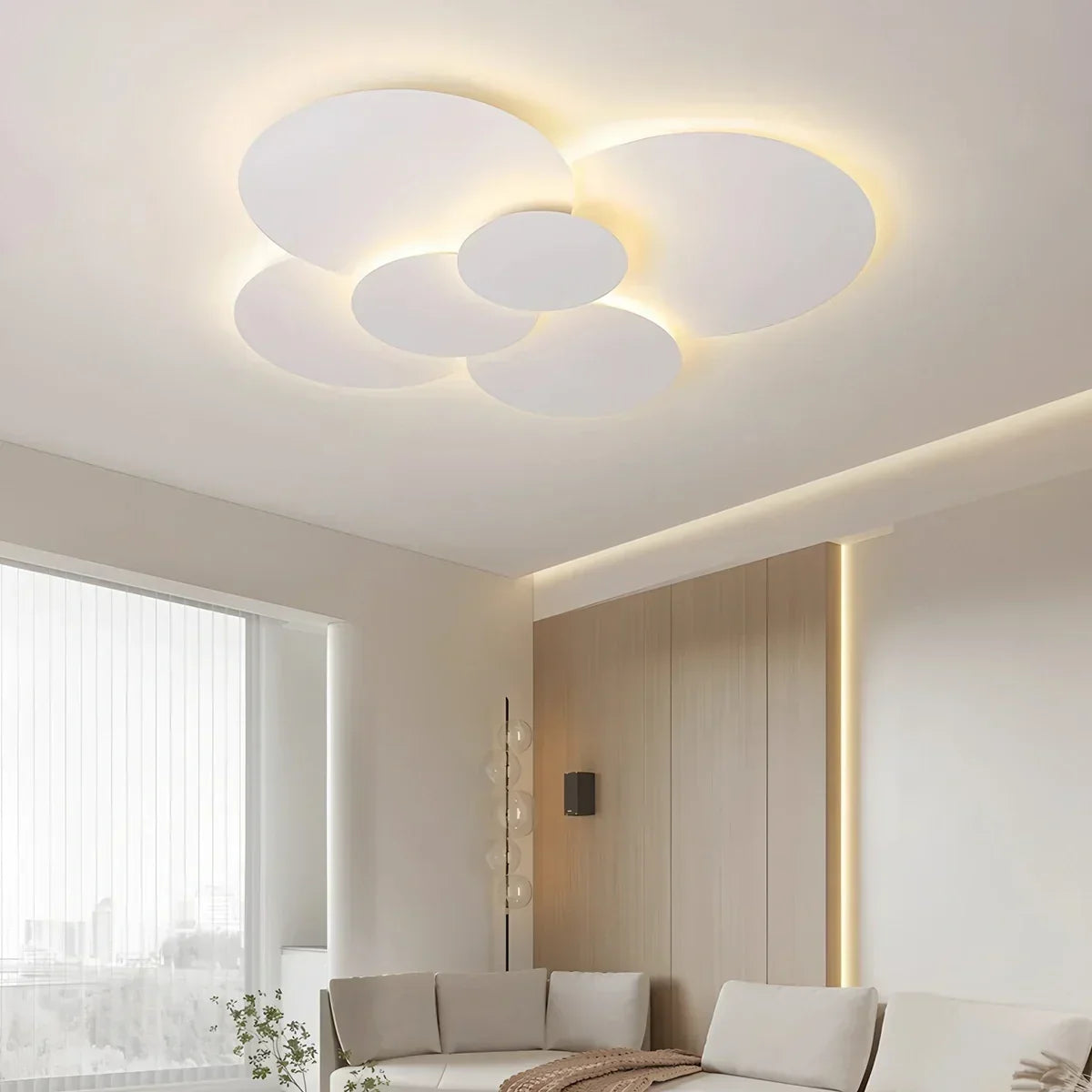 Layered Disc LED Flush Mount Ceiling Light with Remote – Adjustable Color Temperature & Dimming for Bedroom, Bath, Living Room – White Conte