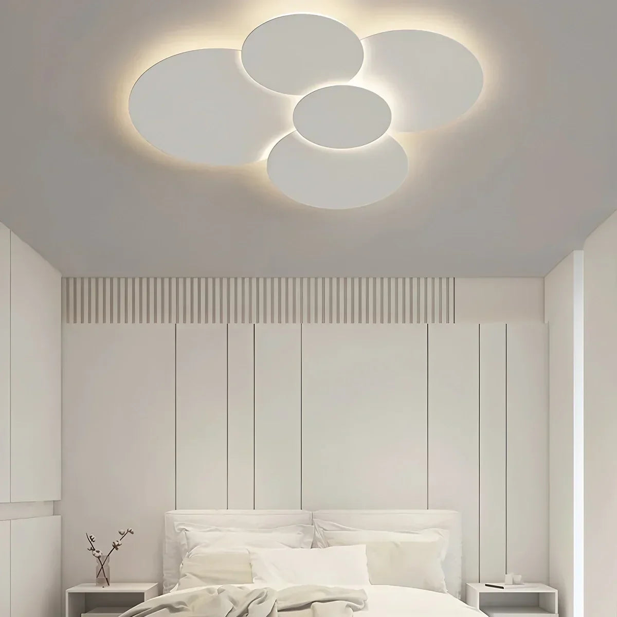 Layered Disc LED Flush Mount Ceiling Light with Remote – Adjustable Color Temperature & Dimming for Bedroom, Bath, Living Room – White Conte