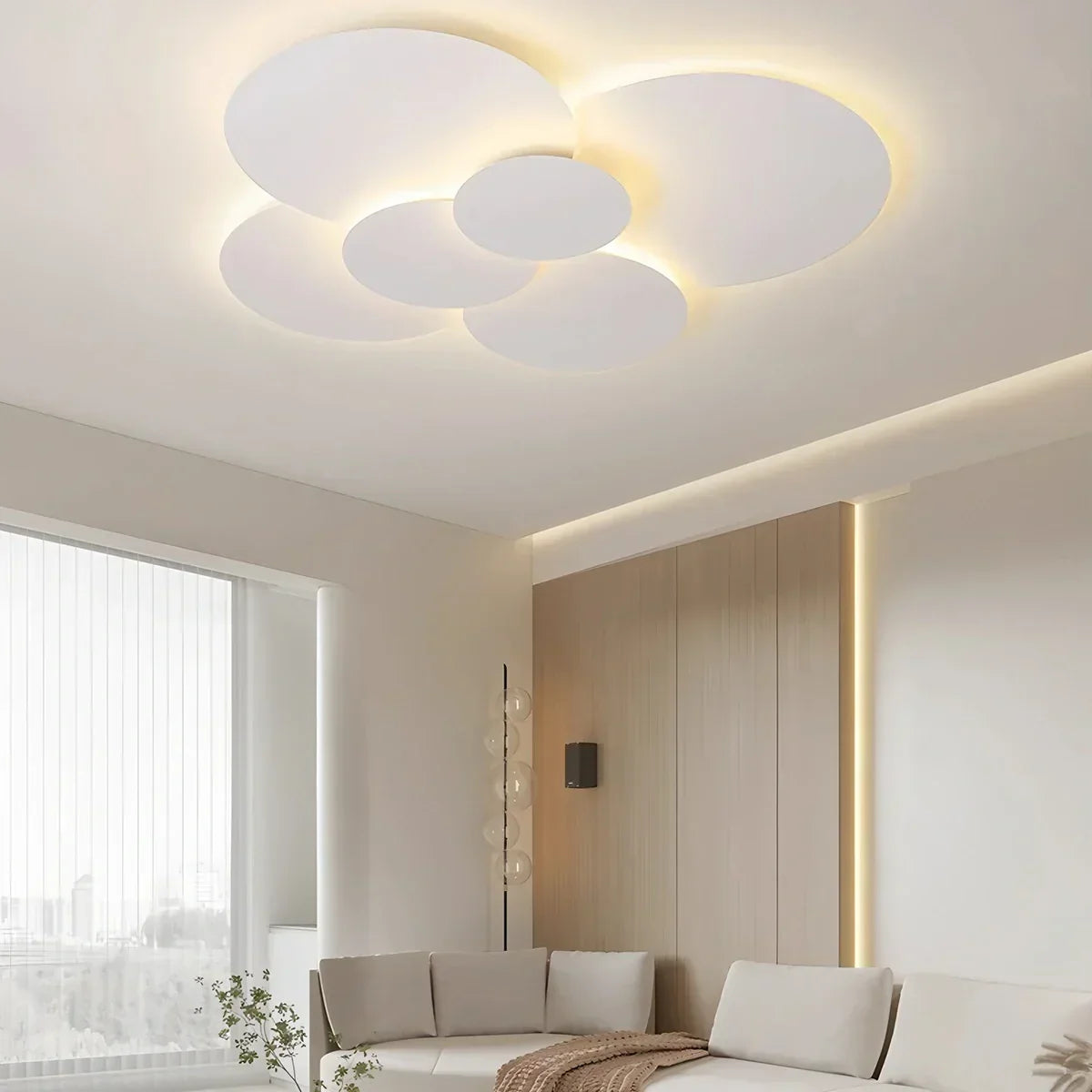 Layered Disc LED Flush Mount Ceiling Light with Remote – Adjustable Color Temperature & Dimming for Bedroom, Bath, Living Room – White Conte