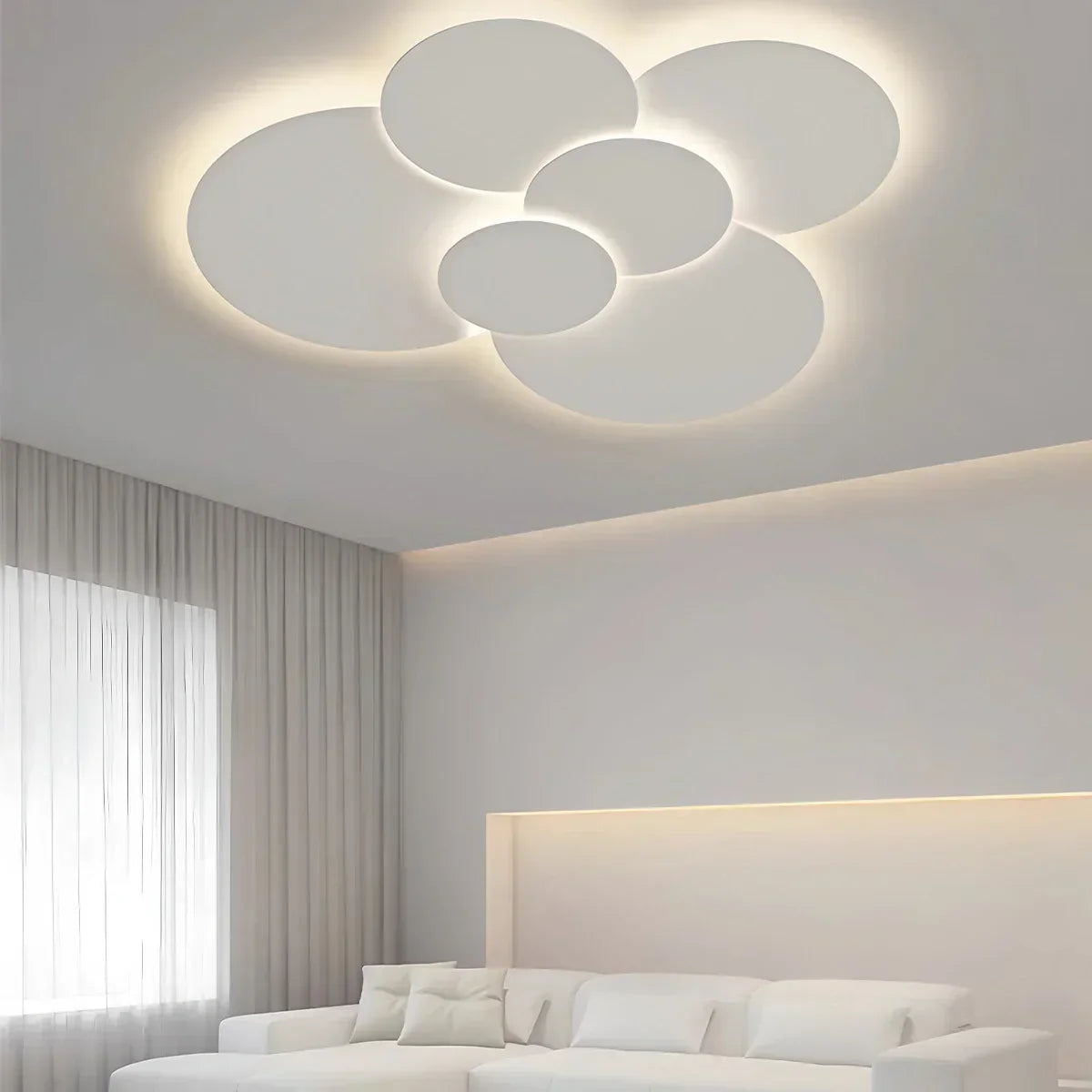 Layered Disc LED Flush Mount Ceiling Light with Remote – Adjustable Color Temperature & Dimming for Bedroom, Bath, Living Room – White Conte