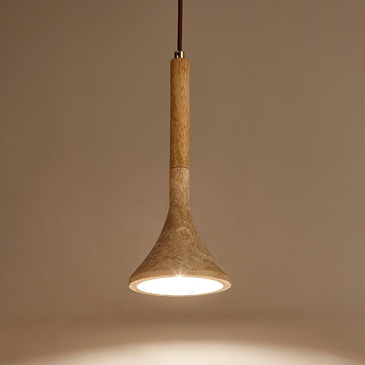Natural Stone Ceiling Pendant | 5-Inch Compact Drop Light for Counters, Nightstands & Dining Nooks | Adjustable Cord | Warm Ambient Glow