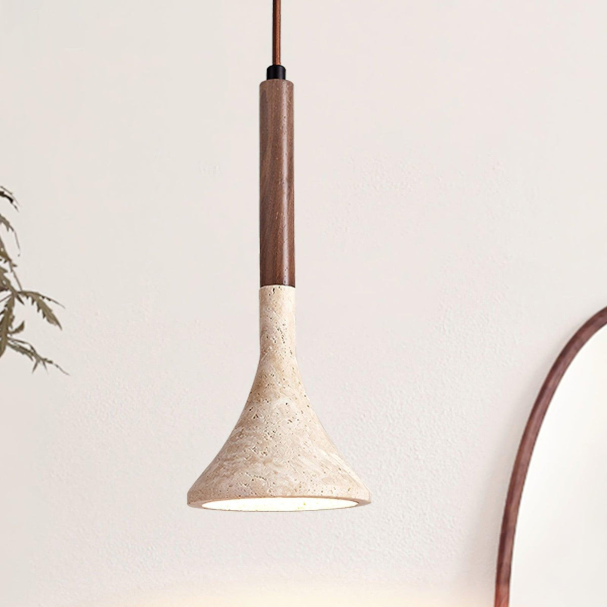 Natural Stone Ceiling Pendant | 5-Inch Compact Drop Light for Counters, Nightstands & Dining Nooks | Adjustable Cord | Warm Ambient Glow