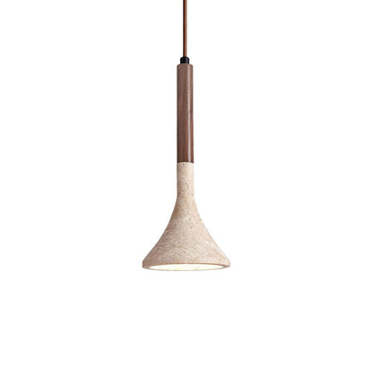 Natural Stone Ceiling Pendant | 5-Inch Compact Drop Light for Counters, Nightstands & Dining Nooks | Adjustable Cord | Warm Ambient Glow