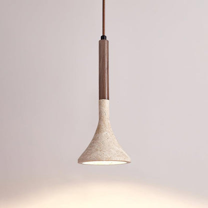 Natural Stone Ceiling Pendant | 5-Inch Compact Drop Light for Counters, Nightstands & Dining Nooks | Adjustable Cord | Warm Ambient Glow