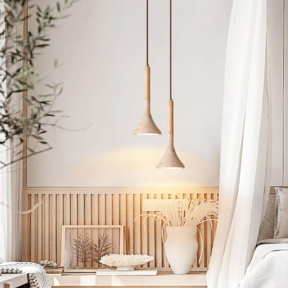Natural Stone Ceiling Pendant | 5-Inch Compact Drop Light for Counters, Nightstands & Dining Nooks | Adjustable Cord | Warm Ambient Glow