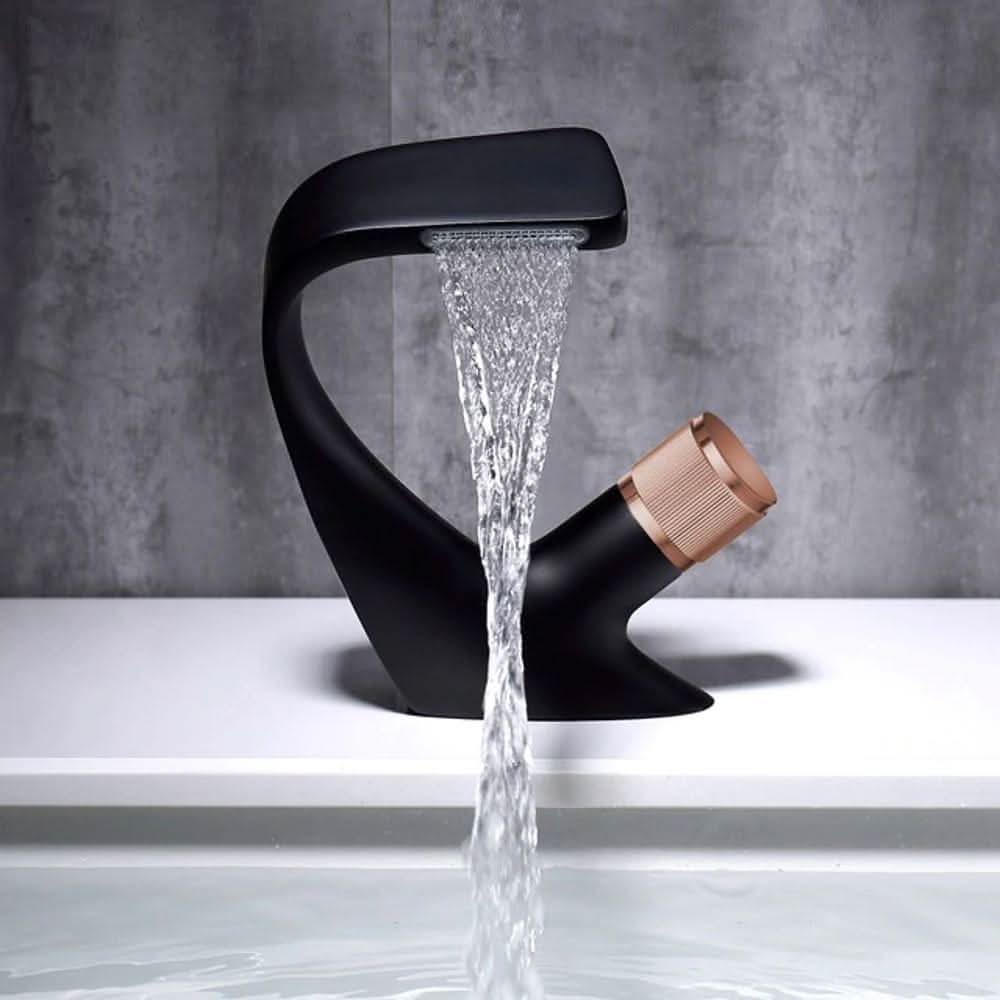 AQUAVEL – Modern Brass Waterfall Basin Mixer for Elegant Bathroom Design