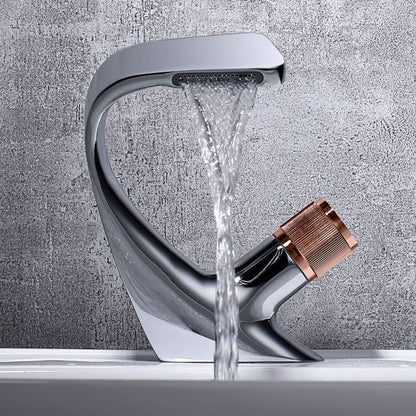 AQUAVEL – Modern Brass Waterfall Basin Mixer for Elegant Bathroom Design