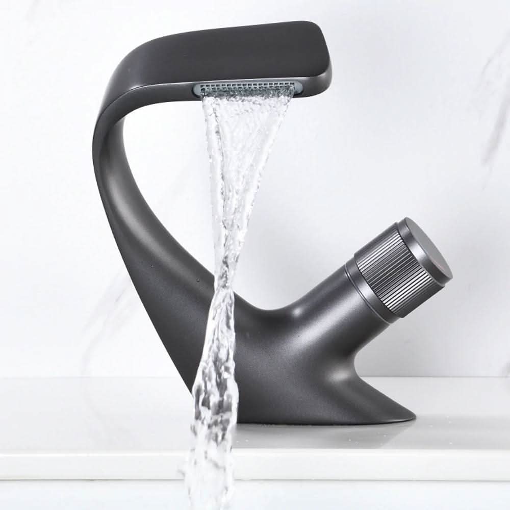 AQUAVEL – Modern Brass Waterfall Basin Mixer for Elegant Bathroom Design