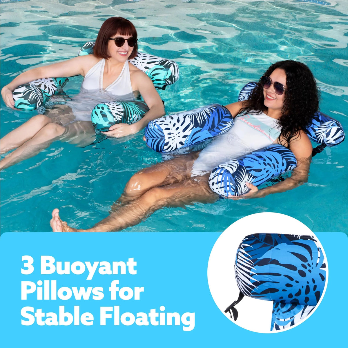 AquaLeaf | Tropical Inflatable Lounger with Adjustable Backrest | Stylish Pool Chair for Ultimate Relaxation