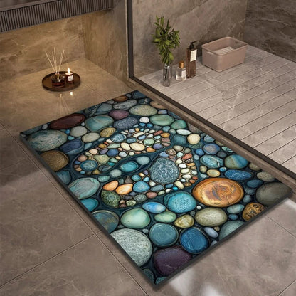 Rapid-Dry Stone Floor Mat 24x35 Inches Non-Slip Absorbent Rug for Shower Bath Entry Kitchen Hallway High-Traffic Wet Areas