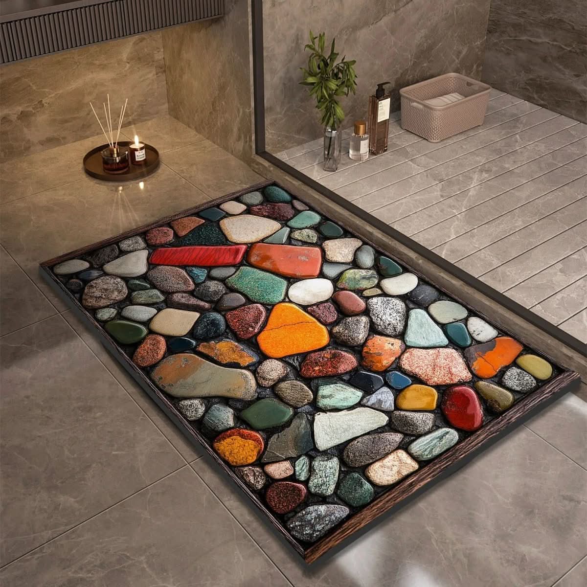 DRYSTONE – Quick Dry Stone Bath Mat Non Slip Bathroom Floor Mat