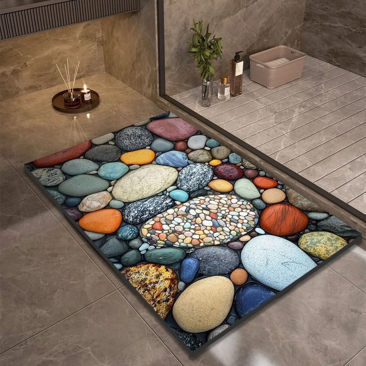 DRYSTONE – Quick Dry Stone Bath Mat Non Slip Bathroom Floor Mat