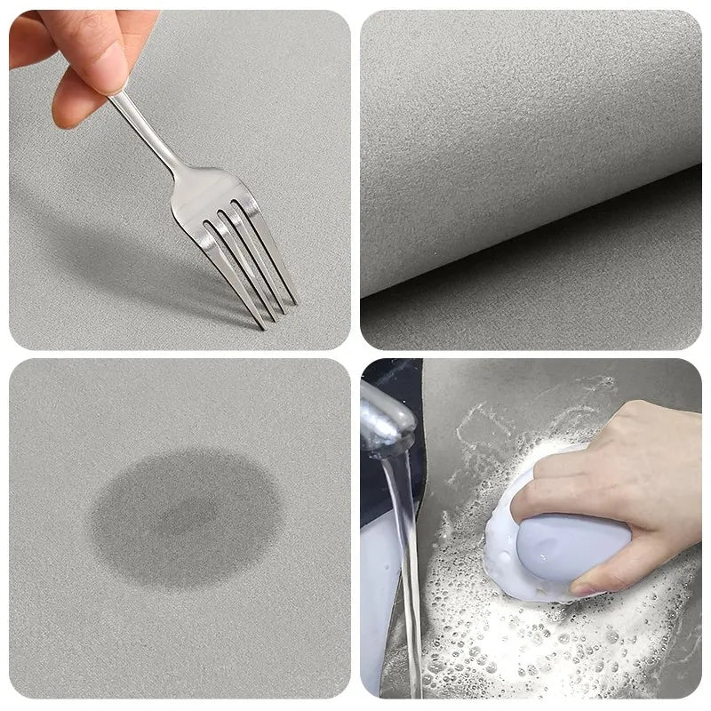 Diatomaceous Earth Bath Mat - Quick-Dry Non-Slip Floor Mat with Super Absorbent Stone Surface for Bathroom Kitchen Shower Entry