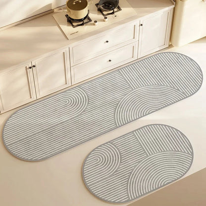 Diatomite Bath Mat Non-Slip Quick Dry Absorbent Floor Rug with Rubber Backing for Bathroom Kitchen Bedroom Hallway Soft Velvet Surface