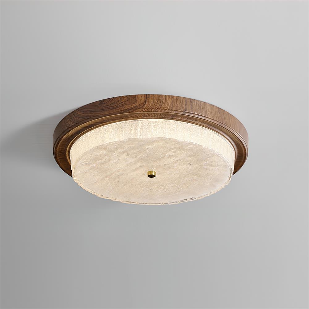 Flush Mount LED Ceiling Light Fixture Round Glass Shade Metal Frame 15 or 18 Inch Warm Glow for Bedroom Living Room Hallway Kitchen Integrat