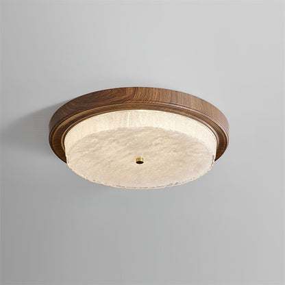 Flush Mount LED Ceiling Light Fixture Round Glass Shade Metal Frame 15 or 18 Inch Warm Glow for Bedroom Living Room Hallway Kitchen Integrat