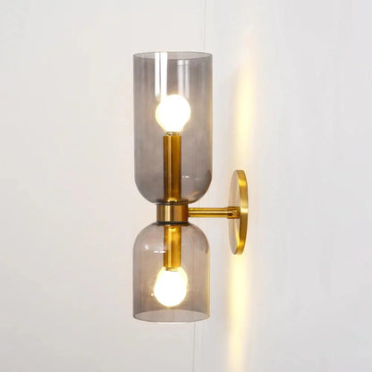 Modern Iron & Glass Double-Light Fixture for Hallway Bedroom Entryway Ambient Lighting Dimmable E14 Socket 14 in Height 6 in Depth
