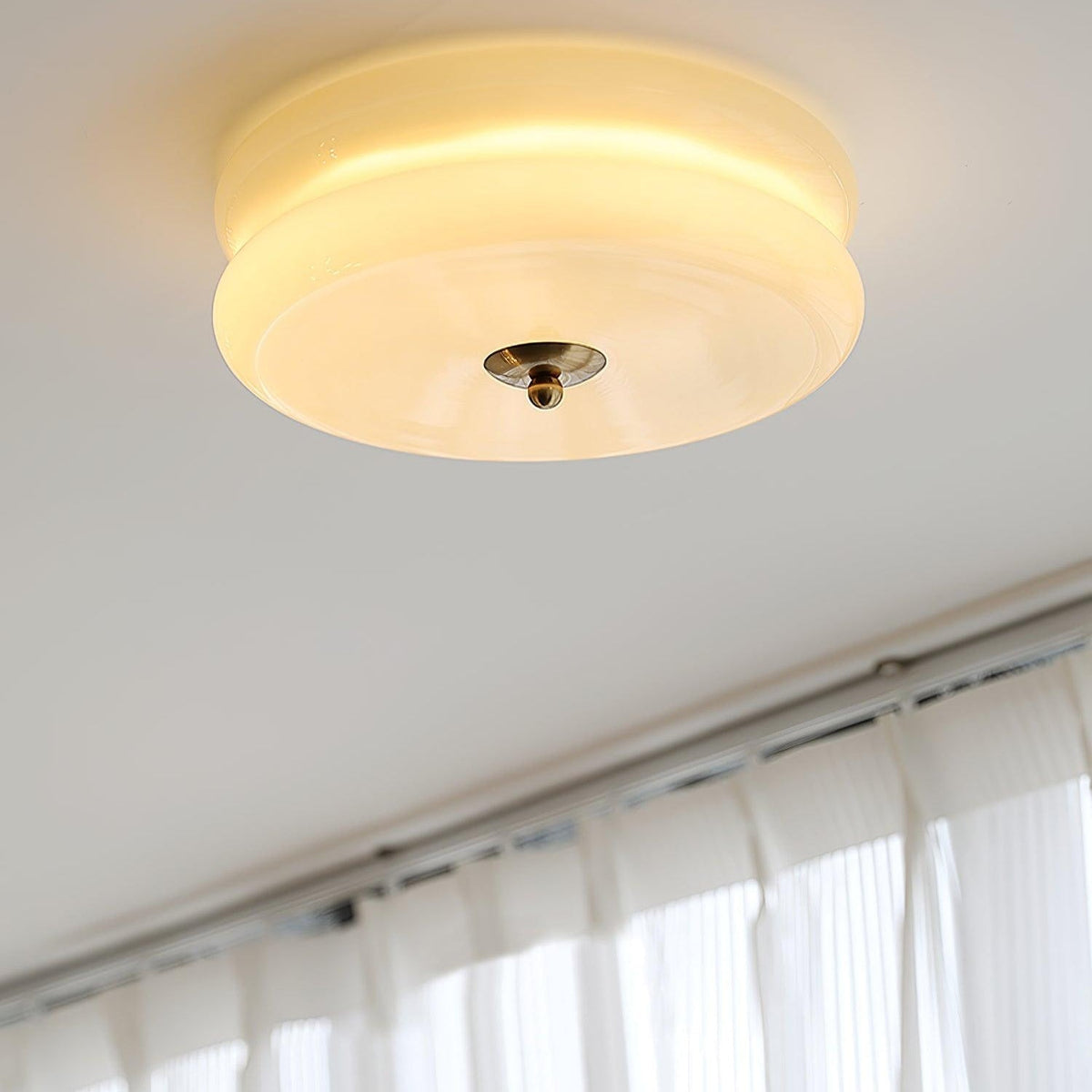 Flush Mount LED Fixture Glass Metal 13-Inch Geometric Design Warm Ambient Light for Entryway Bedroom Dining Space Low Profile Installation