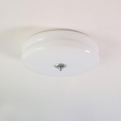 Flush Mount LED Ceiling Light Fixture with Frosted Glass Shade Gold Chrome Metal for Bedroom Living Room Dining Room Hallway Entryway Tradit