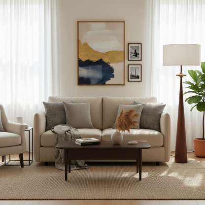 Standing Lamp Wooden Base 65 in Tall White Fabric Shade Mid-Century Uplight for Living Room Bedroom Reading Corner Dimmable E26 Socket Moder