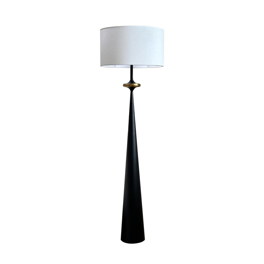 Standing Lamp Wooden Base 65 in Tall White Fabric Shade Mid-Century Uplight for Living Room Bedroom Reading Corner Dimmable E26 Socket Moder