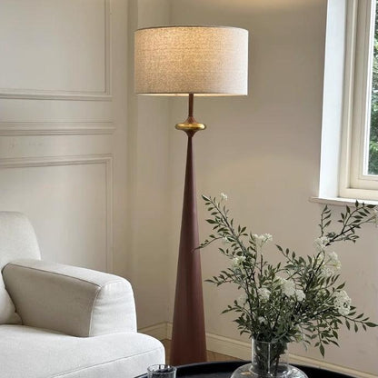 Standing Lamp Wooden Base 65 in Tall White Fabric Shade Mid-Century Uplight for Living Room Bedroom Reading Corner Dimmable E26 Socket Moder
