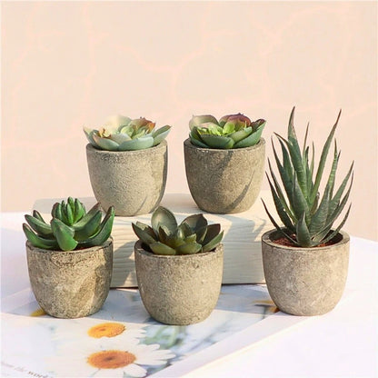 Verdea Artificial Succulent Plant - Realistic Faux Greenery, Rustic Pot