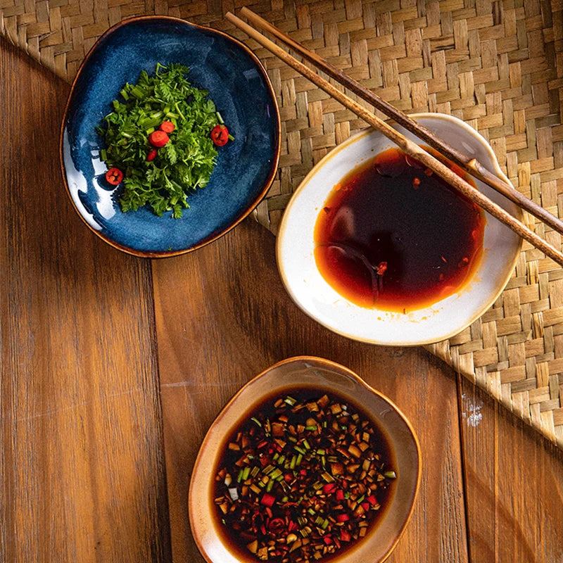 Artisanal Porcelain Dipping Dish – Unique Irregular Shape for Sauces, Condiments, and Dips – Microwave Safe