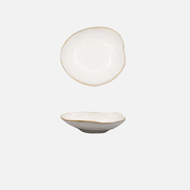 Artisanal Porcelain Dipping Dish – Unique Irregular Shape for Sauces, Condiments, and Dips – Microwave Safe