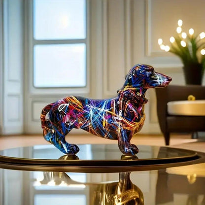 Artistic Dachshund Figurine – Unique Resin Dog Statue for Stylish Home Decor