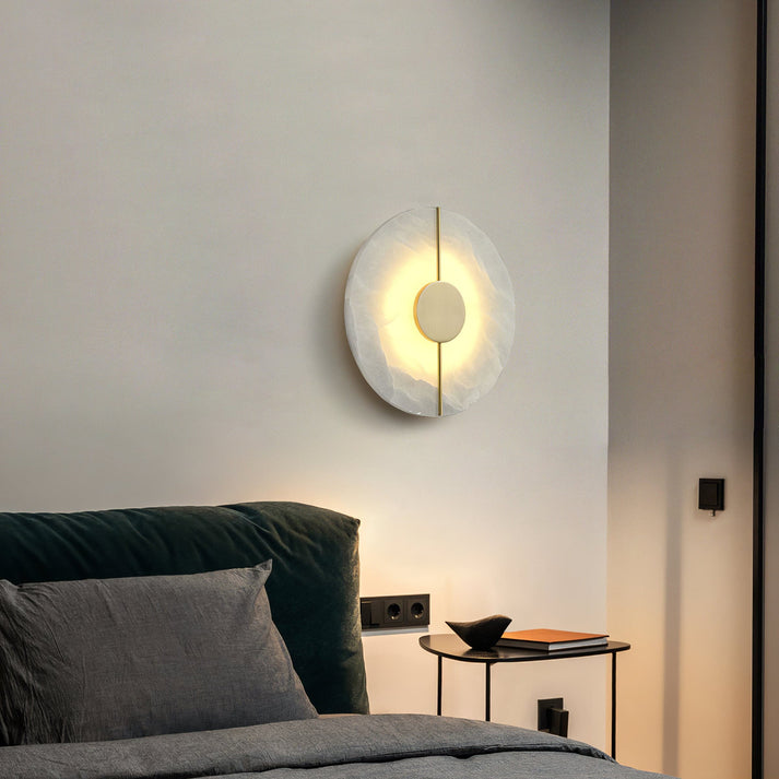 Marble Sconce Light 17 in LED Fixture Bedroom Hallway Reading Nook Vertical Modern Ambient Lighting for Quiet Spaces