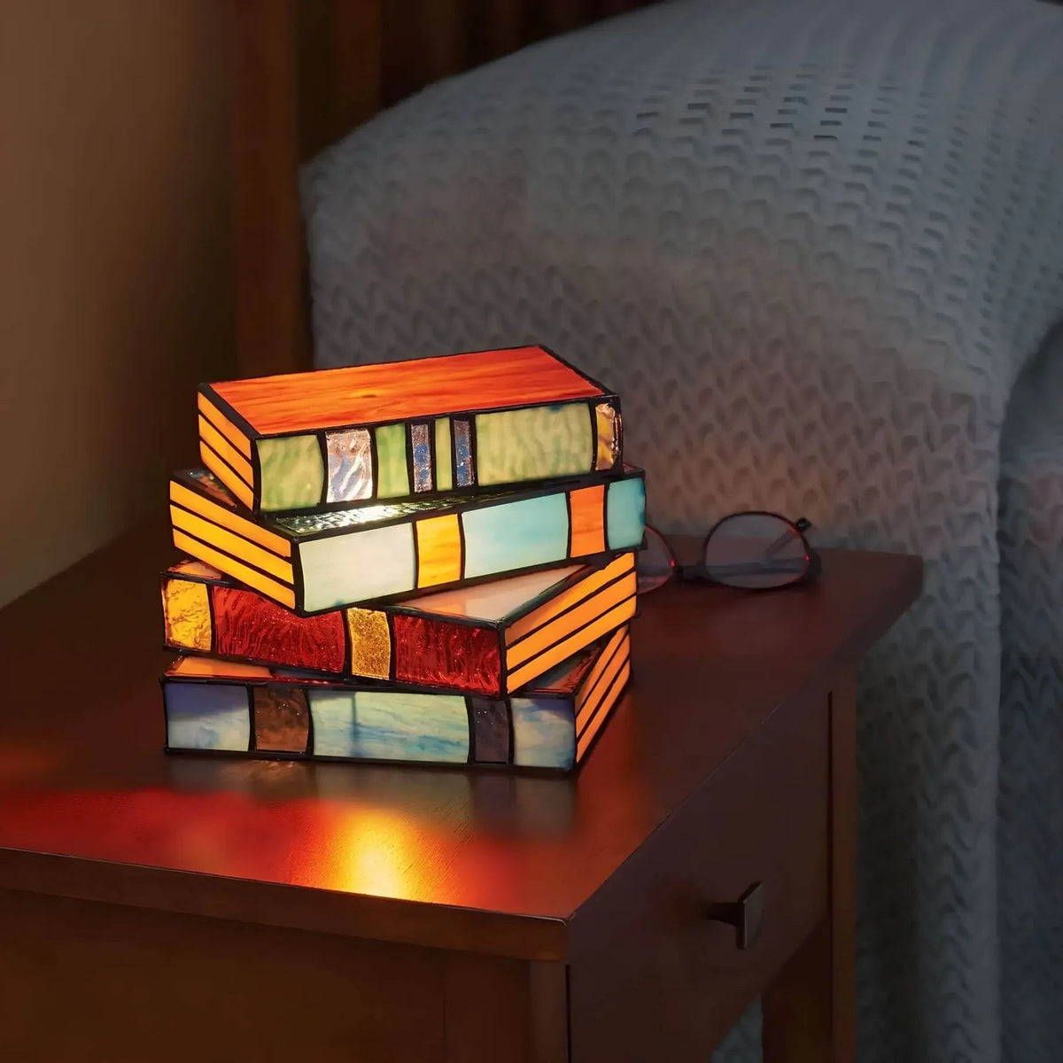 Artistic Stained Glass Table Lamp with Warm Ambient Glow | Unique Home Décor for Cozy Living Room