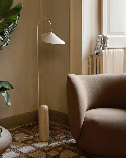 Arched Reading Floor Lamp with Marble Base – Modern Black Metal Accent Light for Living Room, Bedroom & Home Office
