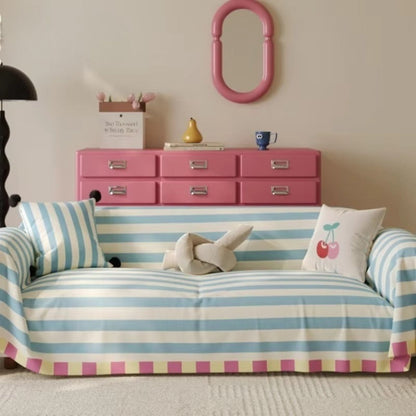 Asta Sofa Cover - Soft Microfiber, Striped Design