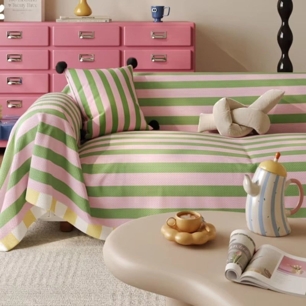 Asta Sofa Cover - Soft Microfiber, Striped Design
