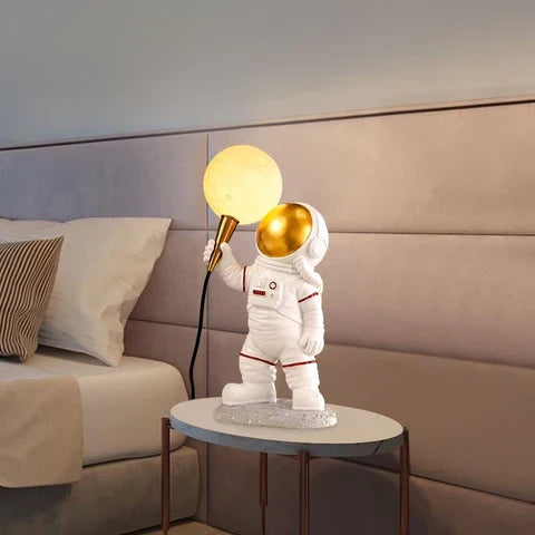 Space Explorer Resin Night Light 14 Inches Levitating Spaceman LED Accent Lamp for Bedroom Desk Nightstand Cosmic Room Decor