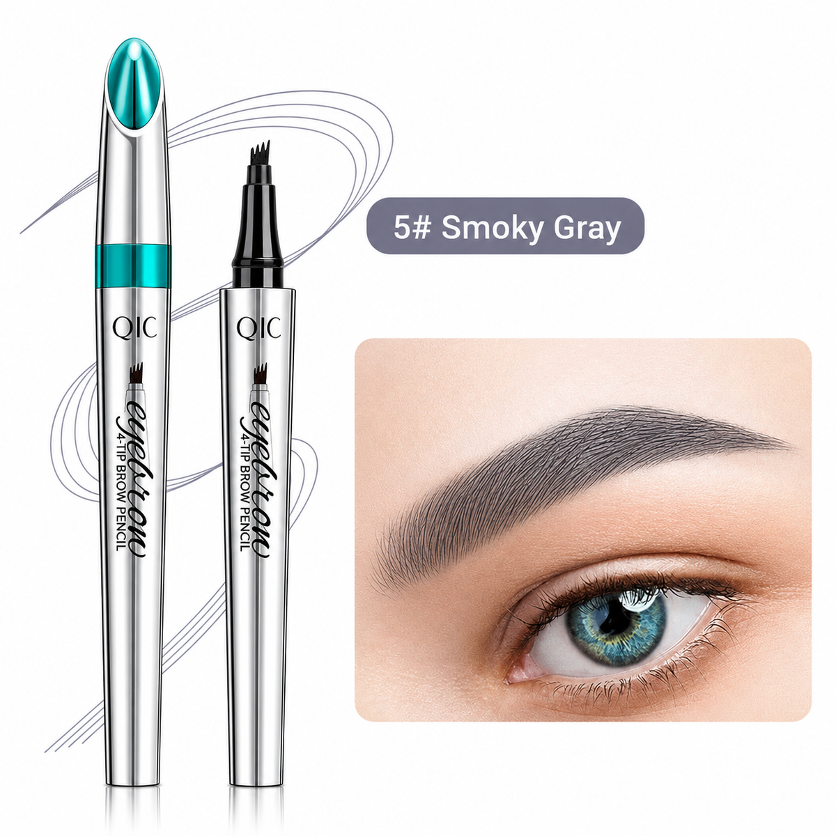 Four-Tip Eyebrow Pen Hair-Like Strokes Smudge-Proof Long-Wear Natural Brow Definer Tool for Sparse Thin Patchy Brows Women Daily Makeup