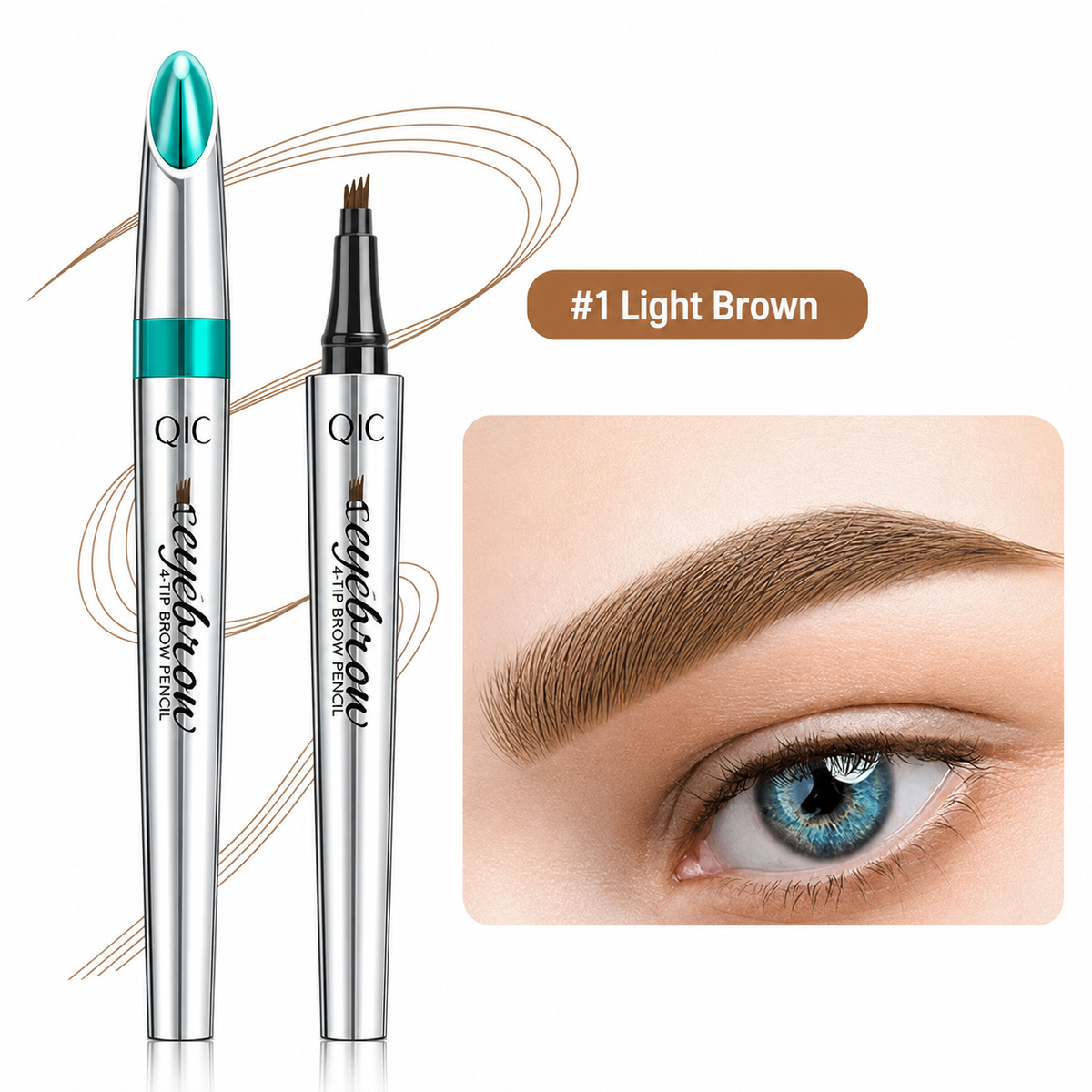 Four-Tip Eyebrow Pen Hair-Like Strokes Smudge-Proof Long-Wear Natural Brow Definer Tool for Sparse Thin Patchy Brows Women Daily Makeup