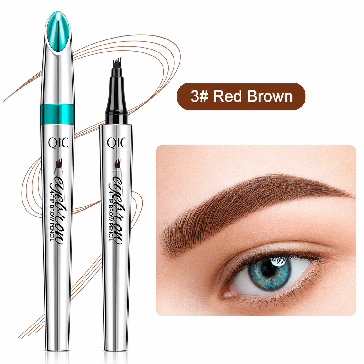 Four-Tip Eyebrow Pen Hair-Like Strokes Smudge-Proof Long-Wear Natural Brow Definer Tool for Sparse Thin Patchy Brows Women Daily Makeup