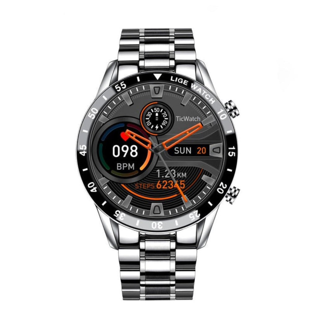 Stainless Steel Smartwatch AMOLED Touchscreen 4G LTE Cellular Connectivity Heart Rate Monitor Fitness Tracker Waterproof Wearable Tech for