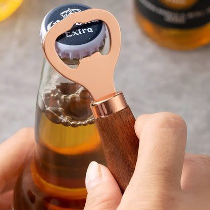 Aurelia Bottle Opener - Acacia Wood Handle, Stainless Steel Durable Design