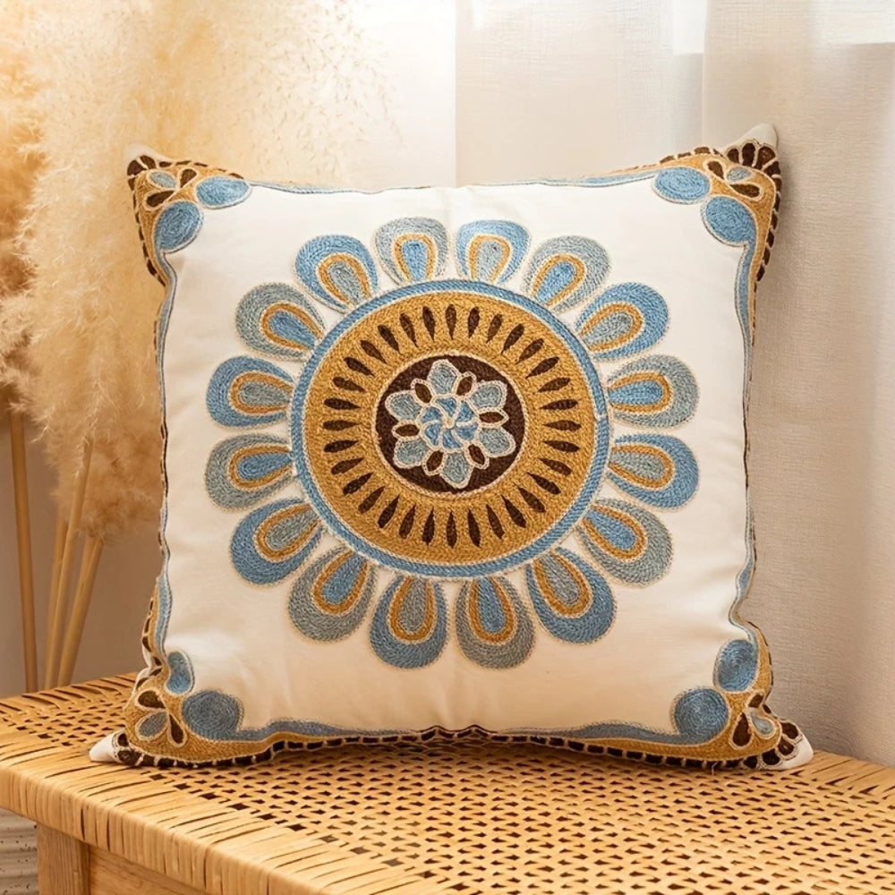 Aureus Sofa Cushion Covers - Embroidered Microfiber, 18x18