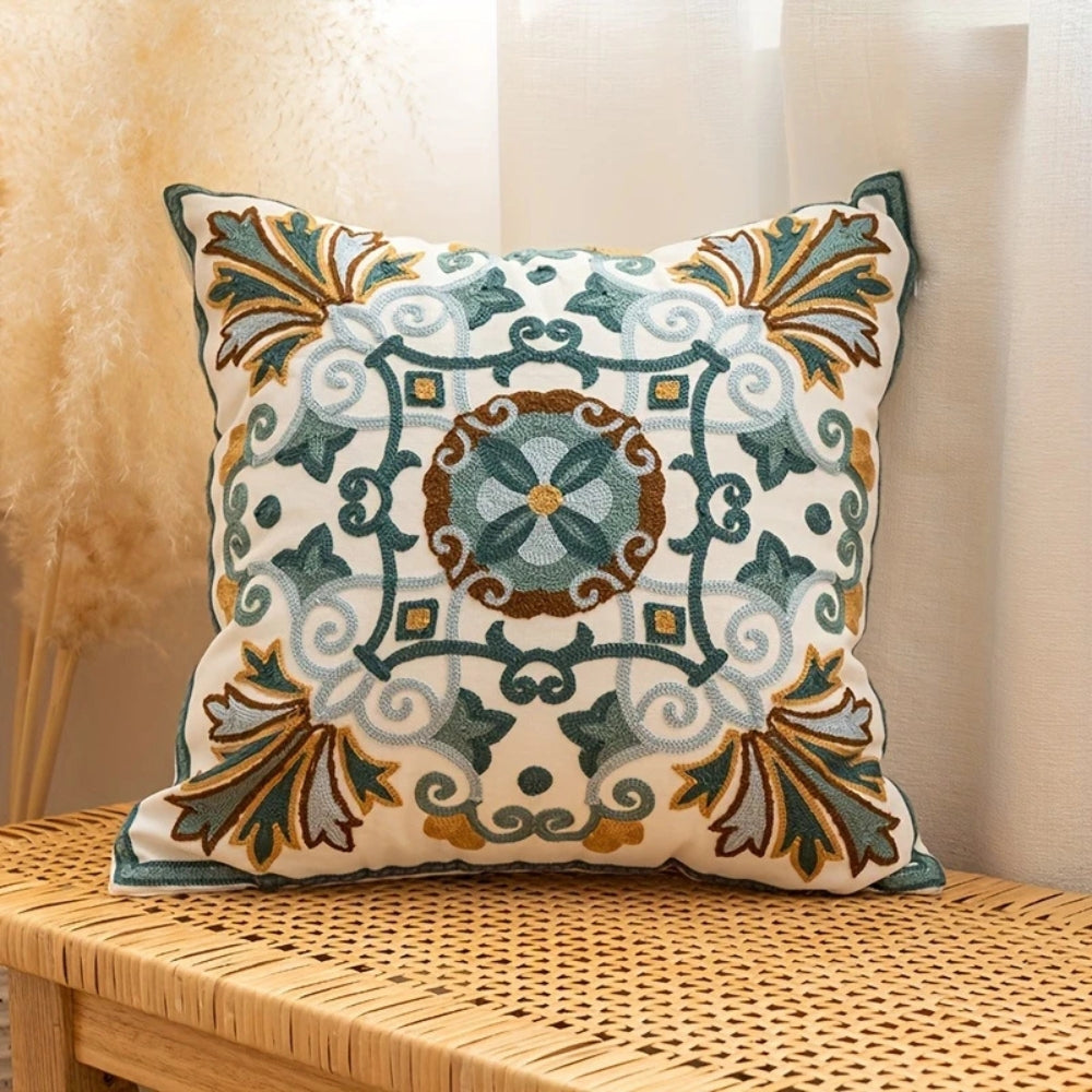 Aureus Sofa Cushion Covers - Embroidered Microfiber, 18x18